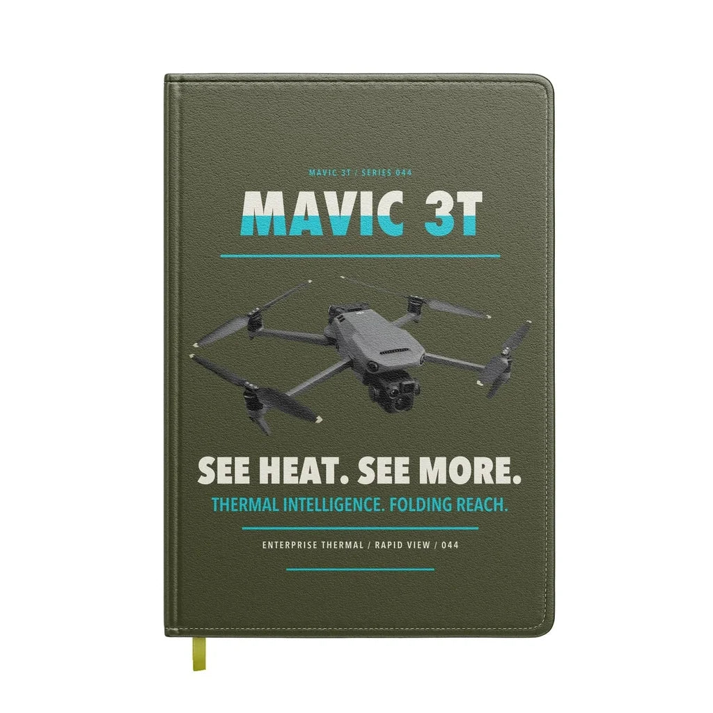DJI Mavic 3 Thermal design on green army notebook