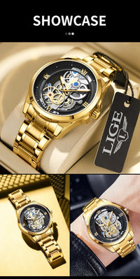 Thumbnail for Stylish watch with Night Light Skeleton Quartz Wristwatch on the dial — view 16