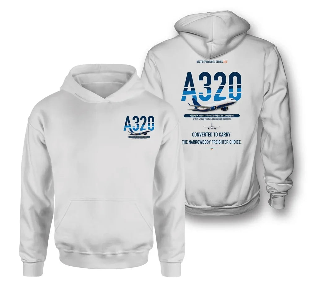 Airbus A320P2F design on white hoodie