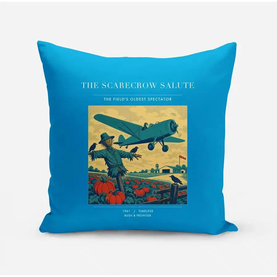 VINTAGE G4396 - The Scarecrow Salute - Designed Pillows design on turquoise