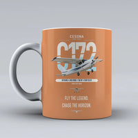 Thumbnail for Cessna 172 Skyhawk design on orange ceramic mug, double-side print