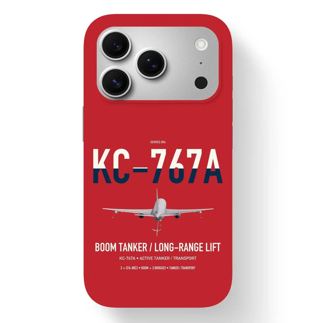 Boeing KC-767A design on red magsafe iphone case, for iPhone 17 Pro