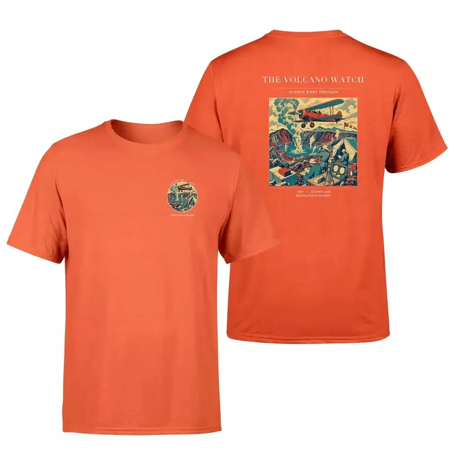 VINTAGE G4042 - The Volcano Watch - Double-Side T-Shirt design on orange double side t shirt