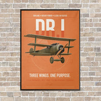 Thumbnail for Fokker Dr.I vertical canvas print - framed - orange background