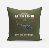 Thumbnail for Aérospatiale SA 316B Alouette III design on green army pillow