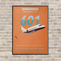 Thumbnail for Bombardier Challenger 601 vertical canvas print - framed - orange background