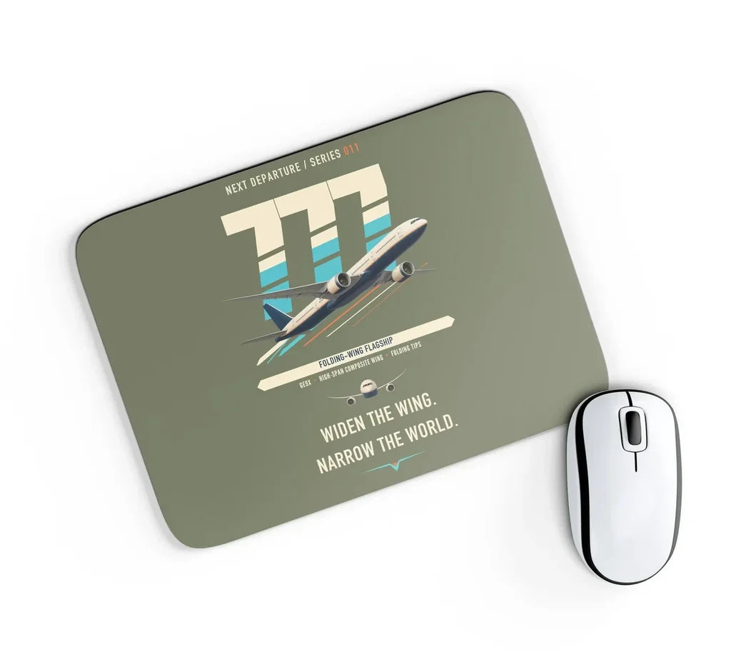 Boeing 777-9 design on green army rectangle mouse pad
