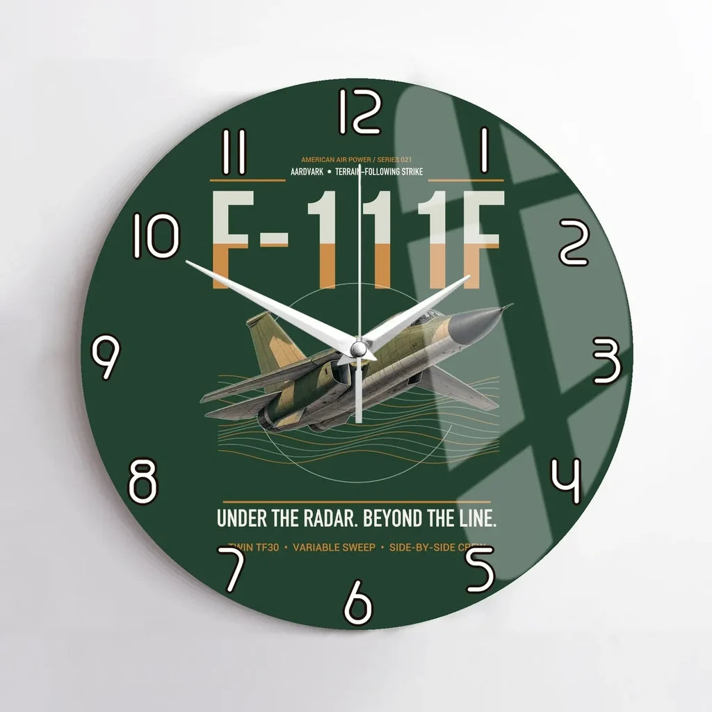 F-111F Aardvark design on dark green no frame wall clock