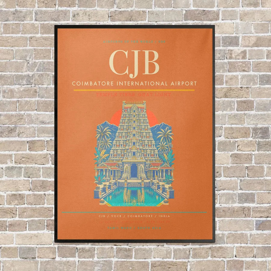 Coimbatore International Airport CJB - Canvas Framed - Orange