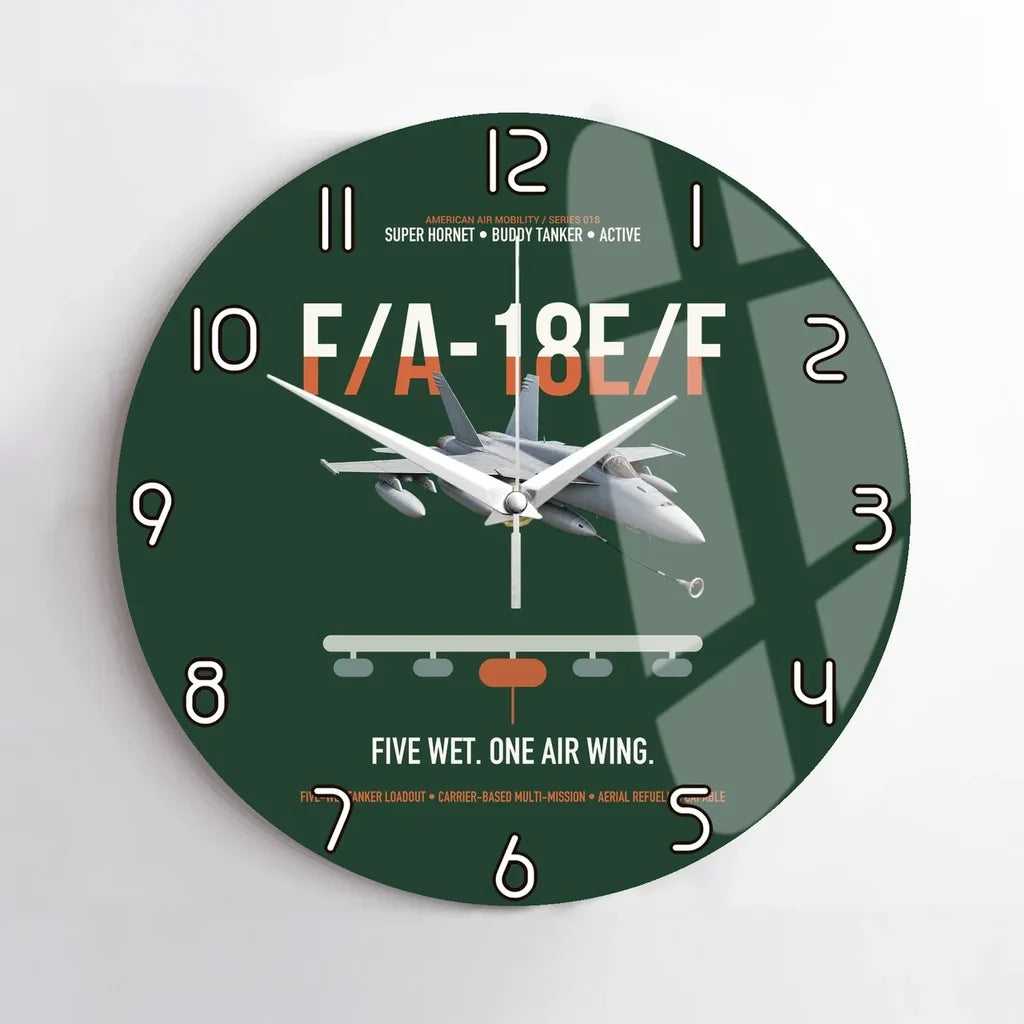 F A-18E F Buddy Tanker design on dark green no frame wall clock