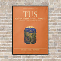 Thumbnail for Tucson International Airport TUS vertical canvas print - framed - orange background