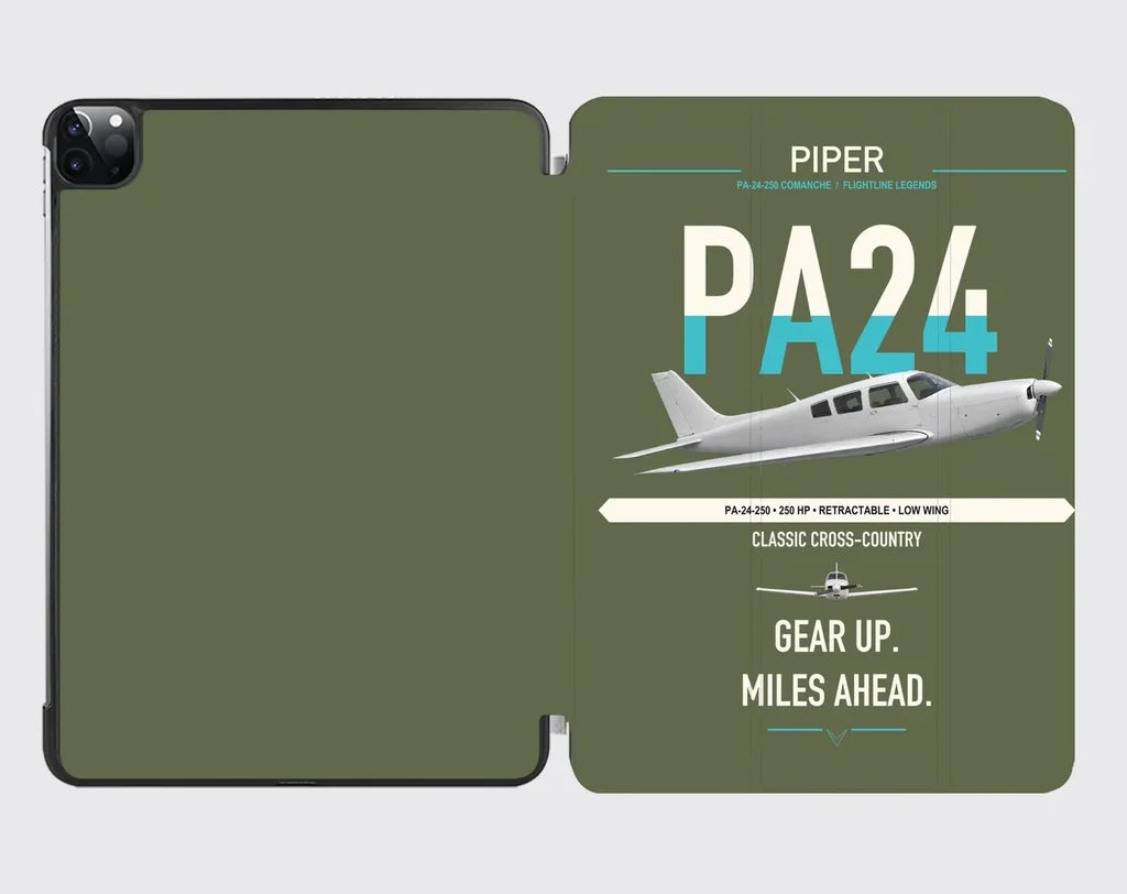 Piper PA-24-250 Comanche 250 design on green army ipad tablet case