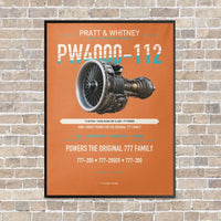 Thumbnail for PW4000-112 vertical canvas print - framed - orange background