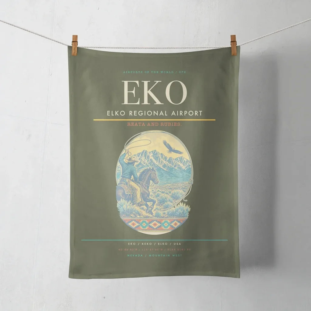 Elko Regional Airport (EKO) design on green army towel