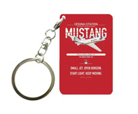 Thumbnail for Cessna Citation Mustang design on red designed key chain, double-side print