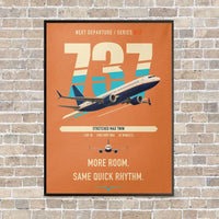 Thumbnail for Boeing 737 MAX 9 vertical canvas print - framed - orange background