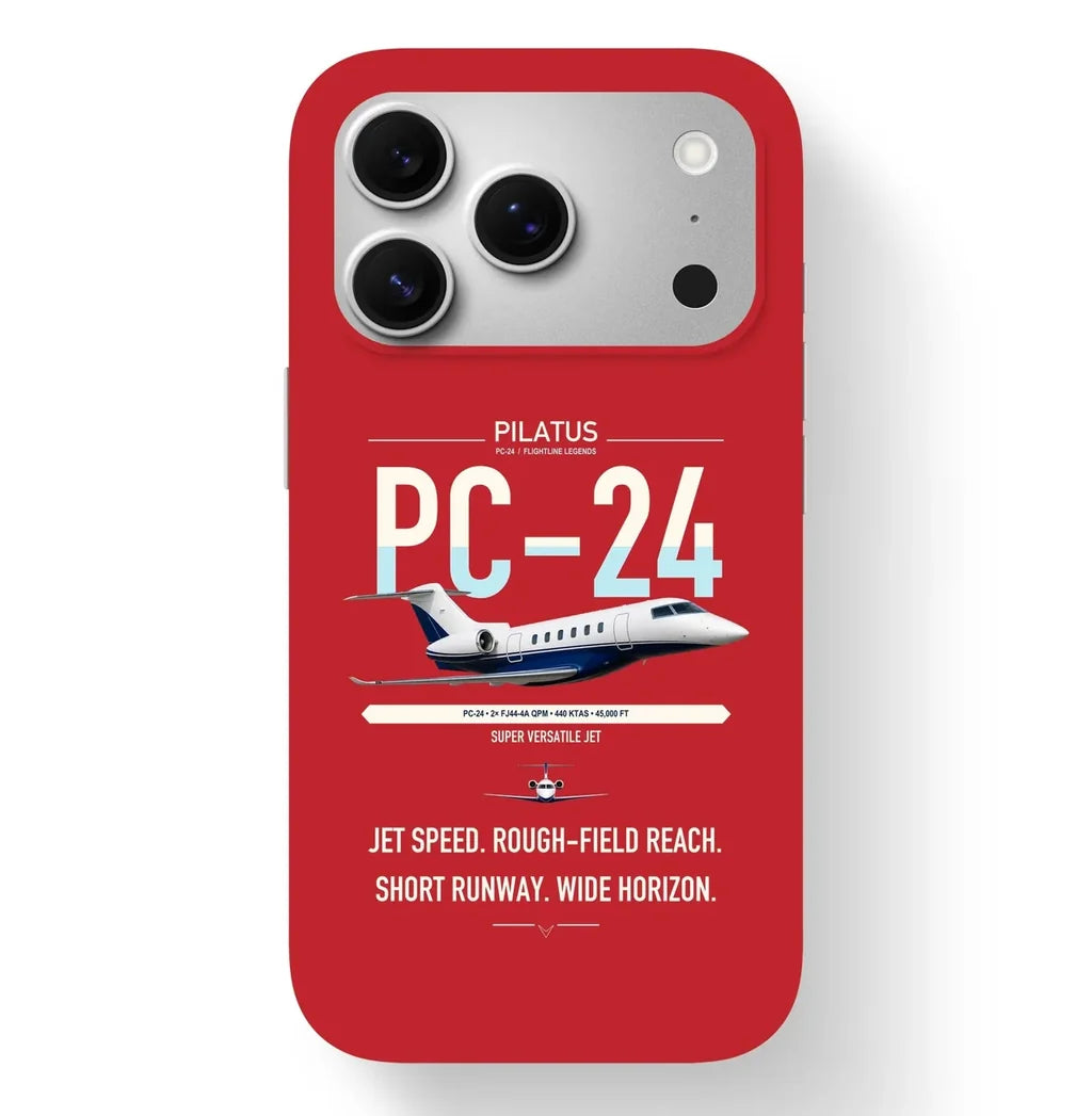 Pilatus PC-24 design on red magsafe iphone case, for iPhone 17 Pro