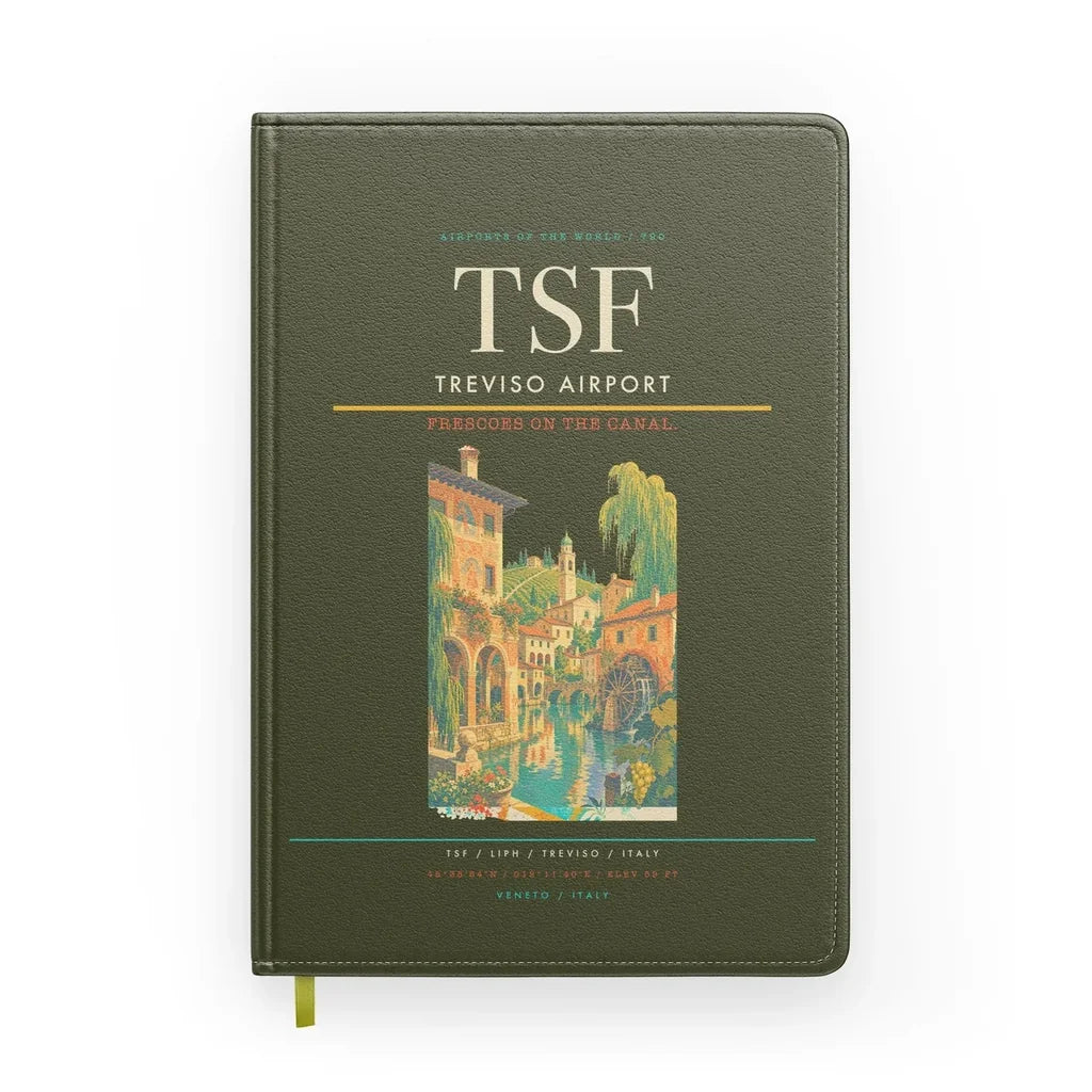 Treviso Airport (TSF) design on green army notebook
