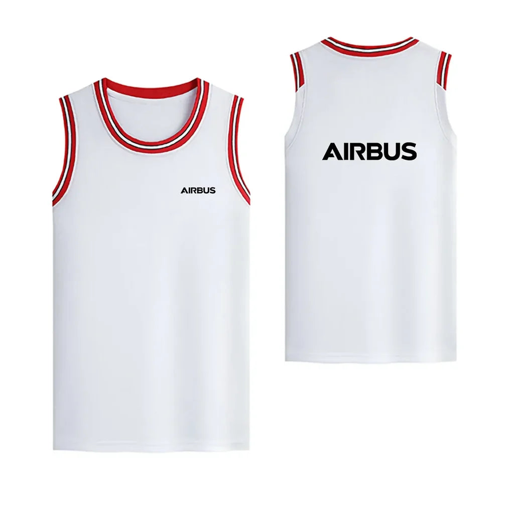 Airbus & Text Designed Basketball Style Sports Tank Tops - view 14