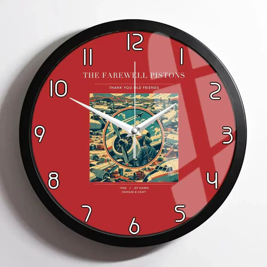 VINTAGE G4131 - The Farewell Pistons - Designed Wall Clocks design on red framed
