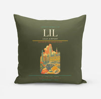 Thumbnail for Lille Airport (LIL) design on green army pillow