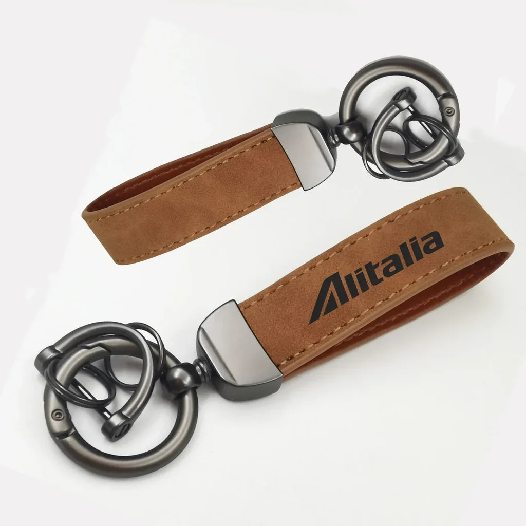 Alitalia Airlines Horseshoe Buckle key chain, Camel