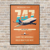 Thumbnail for Boeing 747-400 Dreamlifter vertical canvas print - framed - orange background