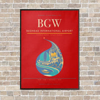 Thumbnail for Baghdad International Airport BGW - Canvas Framed - Red