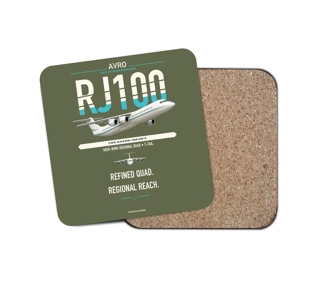 Avro RJ100 design on green army 1 piece coaster