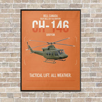 Thumbnail for Bell Canada CH-146 Griffon vertical canvas print - framed - orange background