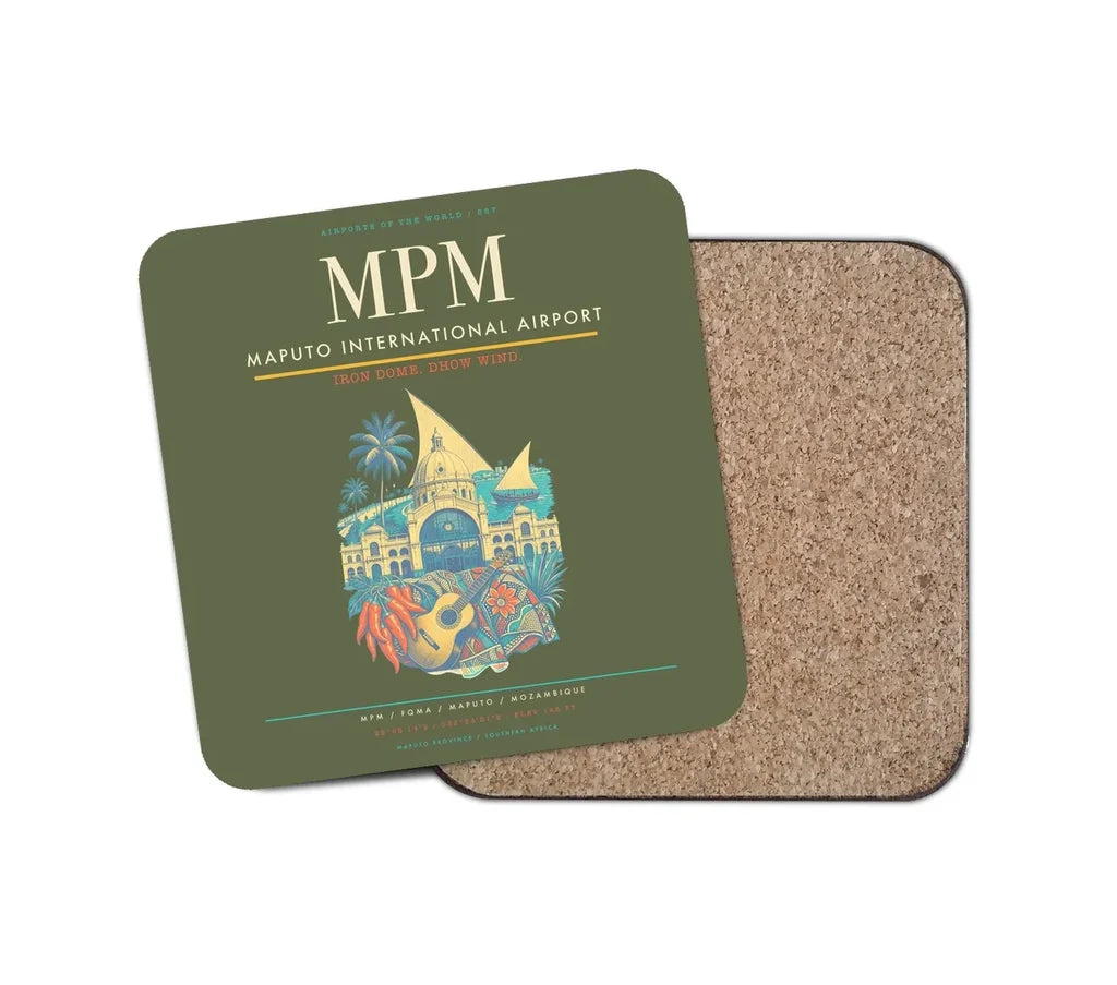 Maputo International Airport (MPM) design on green army 1 piece coaster
