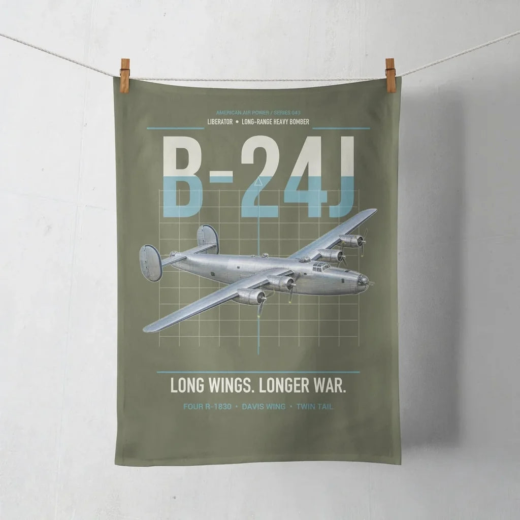 B-24J Liberator design on green army towel