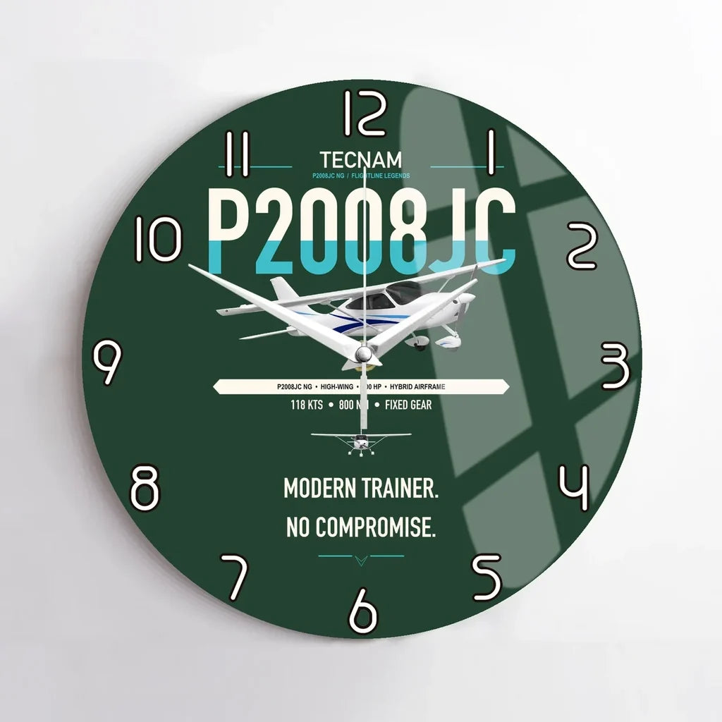 Tecnam P2008JC NG design on dark green no frame wall clock