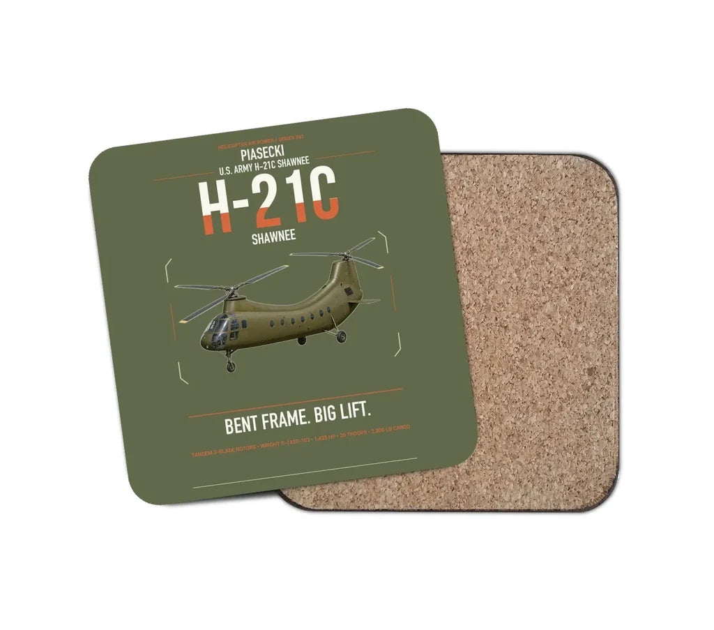Piasecki H-21C Shawnee design on green army 1 piece coaster