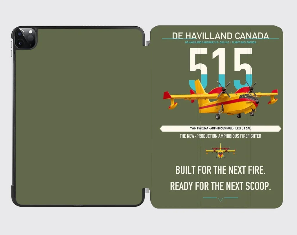 De Havilland Canadair 515 design on green army ipad tablet case