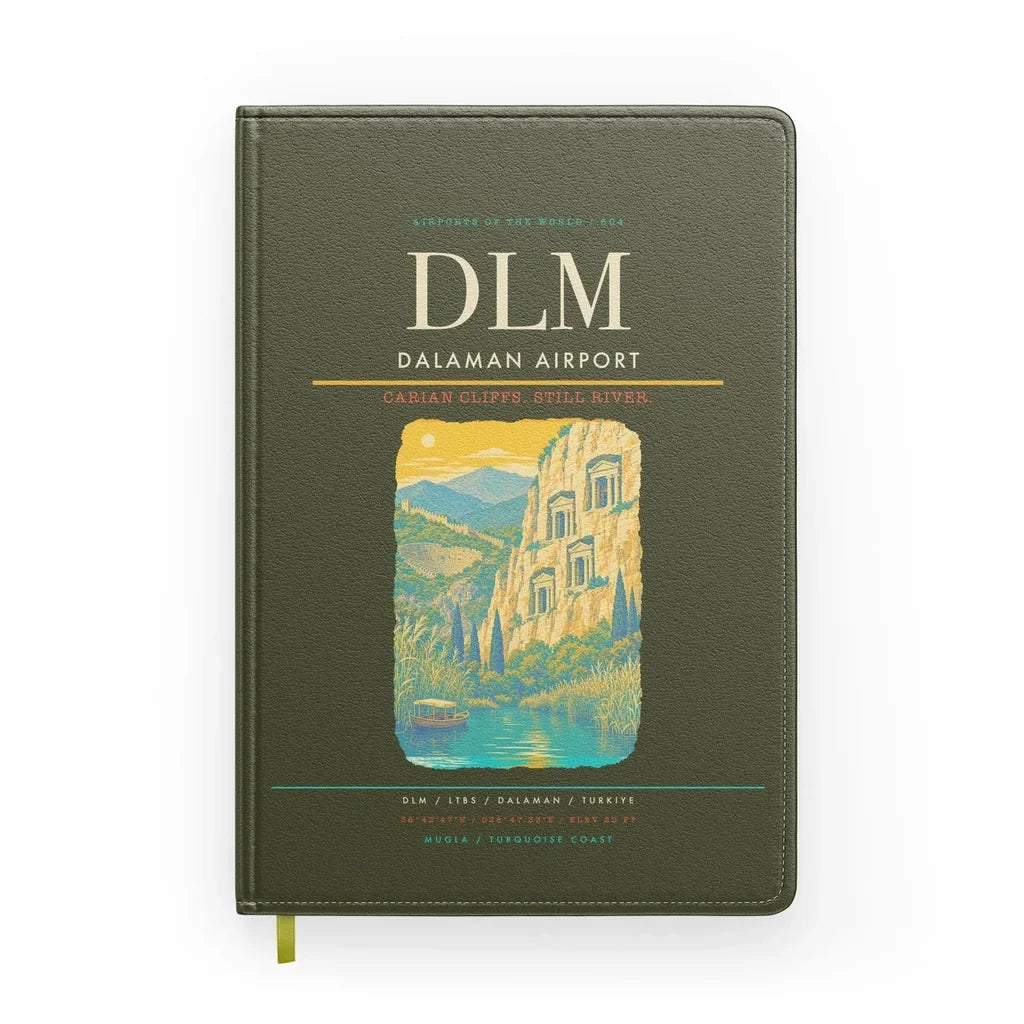 Dalaman Airport (DLM) design on green army notebook