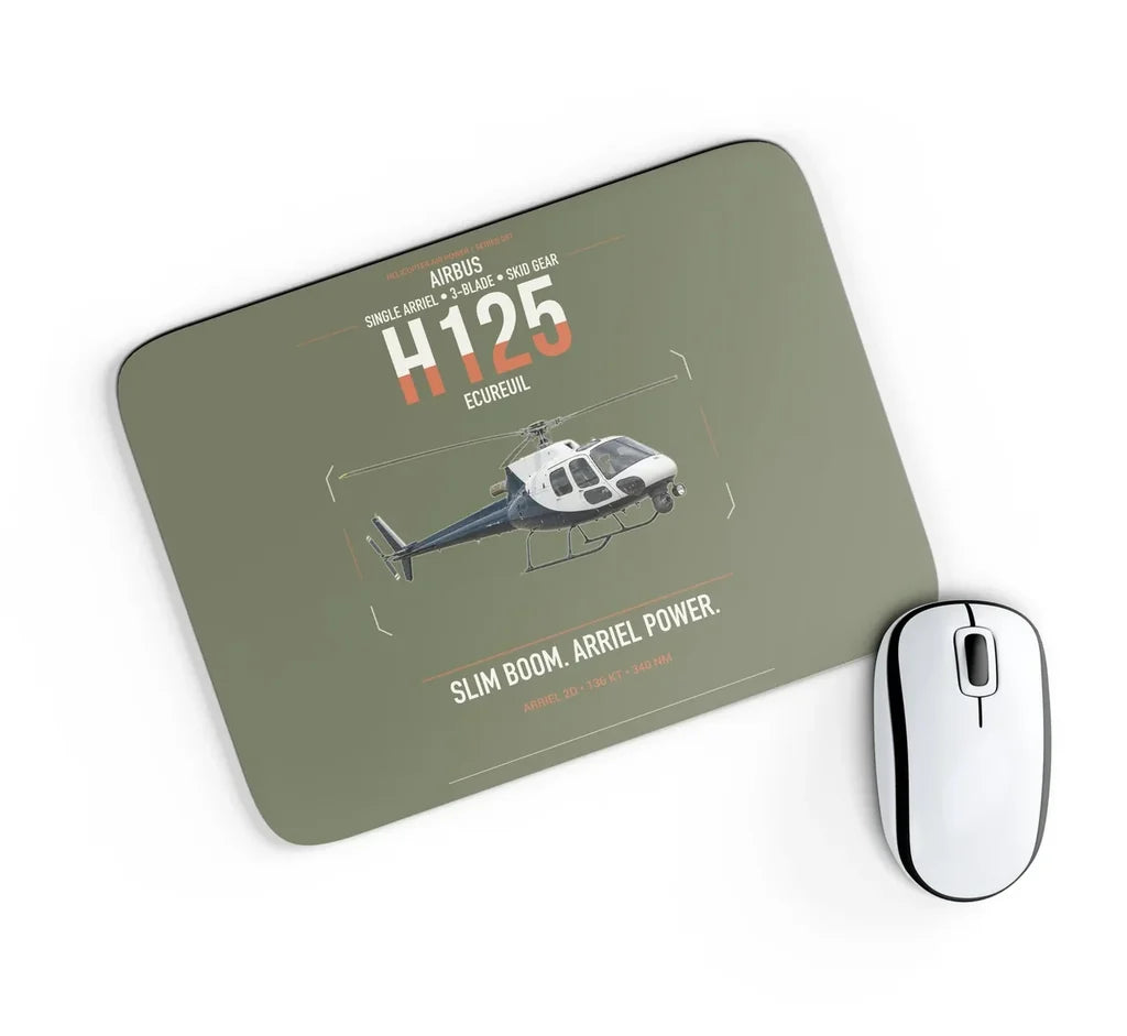 Airbus H125 design on green army rectangle mouse pad