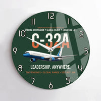 Thumbnail for C-32A Air Force Two Global Reach design on dark green no frame wall clock