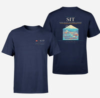Thumbnail for Sitka Rocky Gutierrez Airport (SIT) design printed on navy blue double-side t-shirt