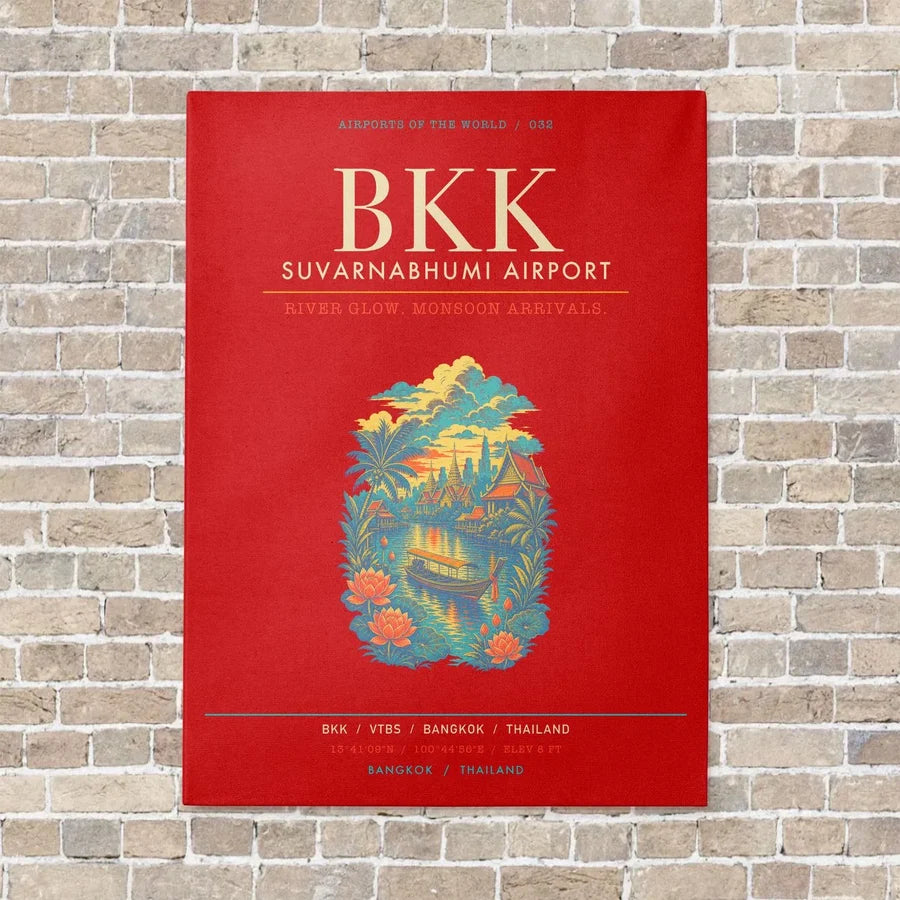 Suvarnabhumi Airport Bangkok BKK - Canvas Framed - Red