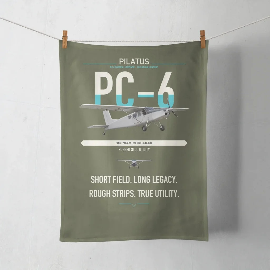 Pilatus PC-6 Porter design on green army towel