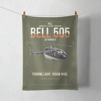 Thumbnail for Bell 505 Jet Ranger X design on green army towel
