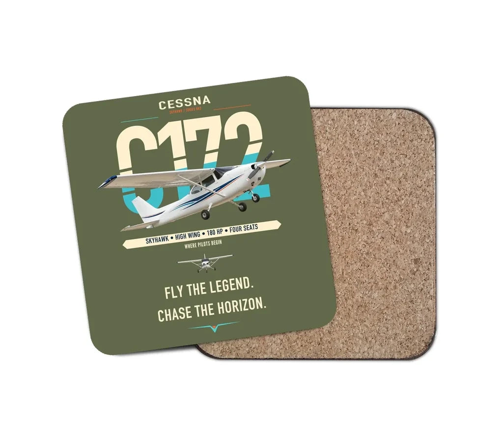 Cessna 172 Skyhawk design on green army 1 piece coaster