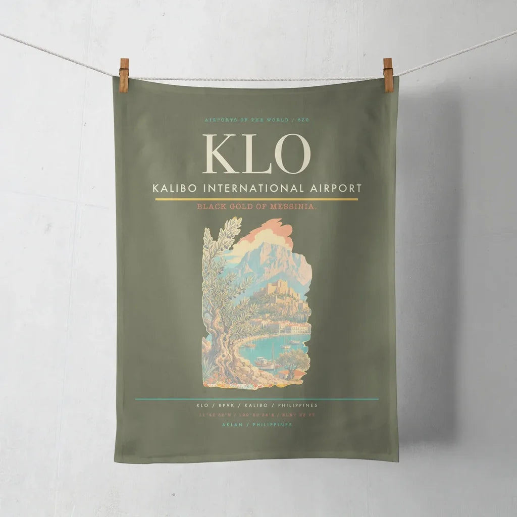 Kalibo International Airport (KLO) design on green army towel