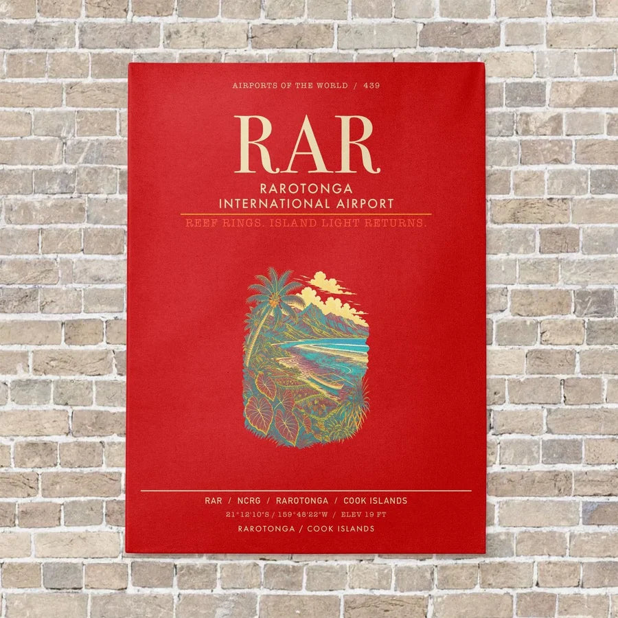 Rarotonga International Airport RAR - Canvas Framed - Red
