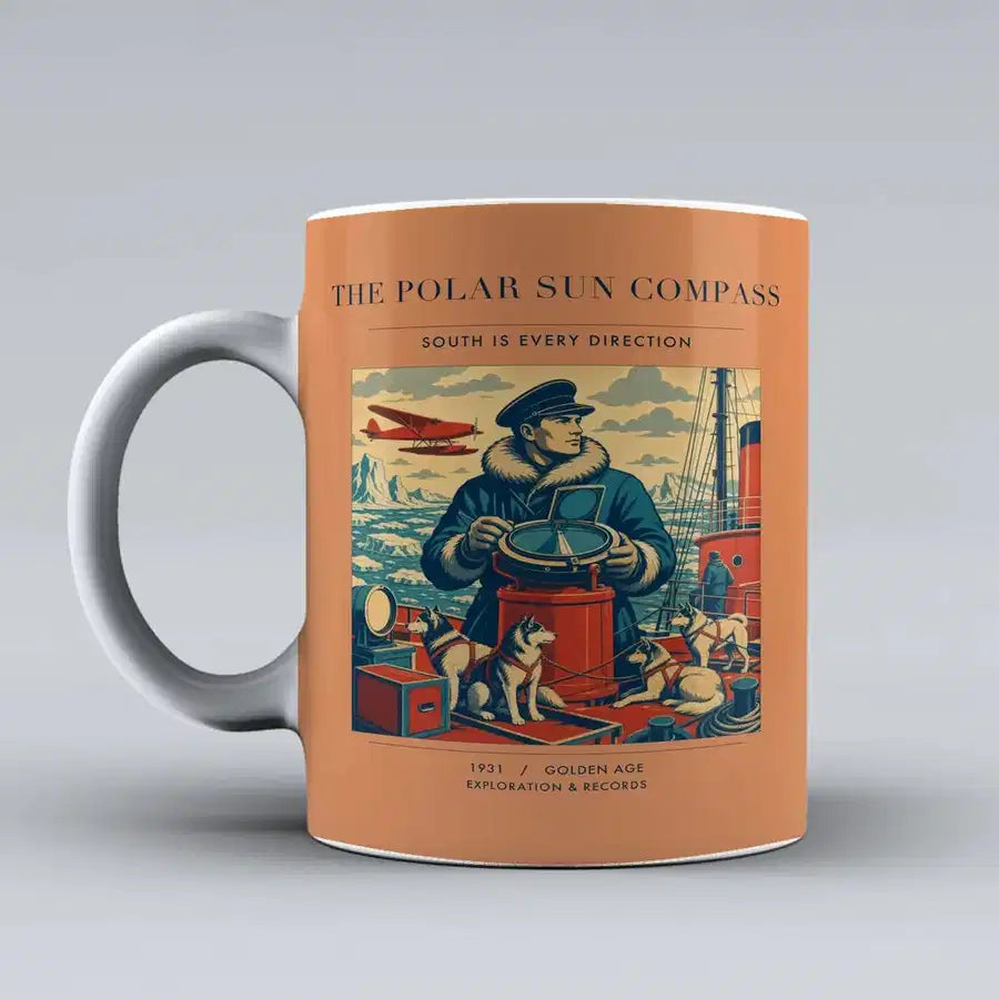 VINTAGE G4204 - The Polar Sun Compass - Ceramic Mug design on orange