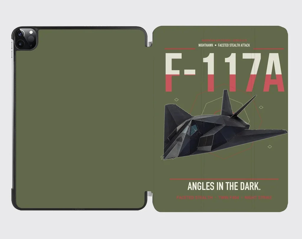F-117A Nighthawk design on green army ipad tablet case