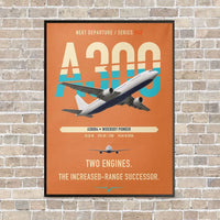Thumbnail for Airbus A300B4 vertical canvas print - framed - orange background
