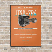 Thumbnail for JT9D-7R4 vertical canvas print - framed - orange background