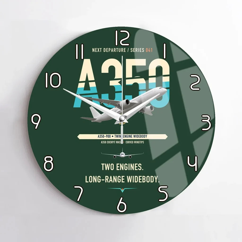 Airbus A350-900 design on dark green no frame wall clock